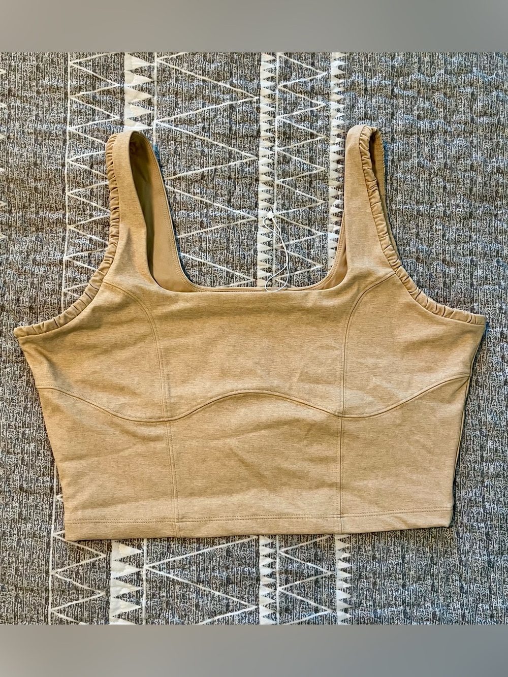 TravisMathew Moveknit Bonded Tank Tan Built In Bra Cropped Top Size XL